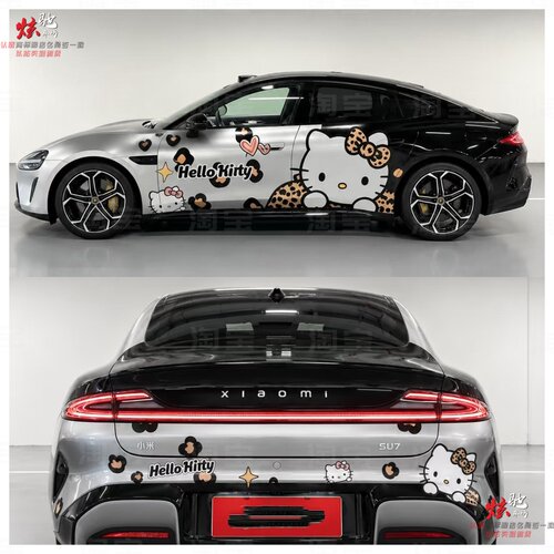 SU7车贴拉花Model Y 3 领克03蔚来ET5T凯蒂猫车身卡通可爱贴纸