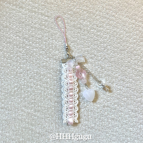 HHHgugu手机链条ins粉色蕾丝ccd短挂绳挂链手机链钥匙扣饰品