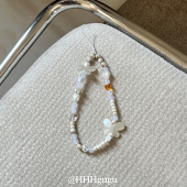 HHHgugu手机链条学生简约棕爱心白蝴蝶结ccd短挂绳包包手机链饰品