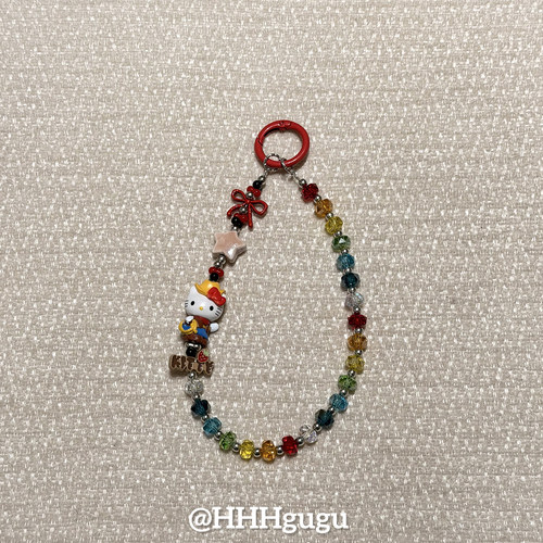 HHHgugu手机链条学生彩色串珠KTccd短挂绳包包手机链钥匙扣饰品