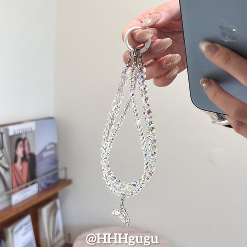 HHHgugu手机链条学生简约梦幻半透明ccd短挂绳包包手机链钥匙扣