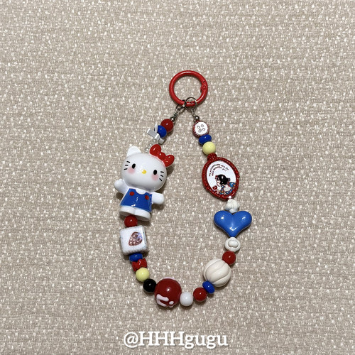 HHHgugu手机链条学生可爱蓝爱心KTccd短挂绳包包手机链钥匙扣饰品