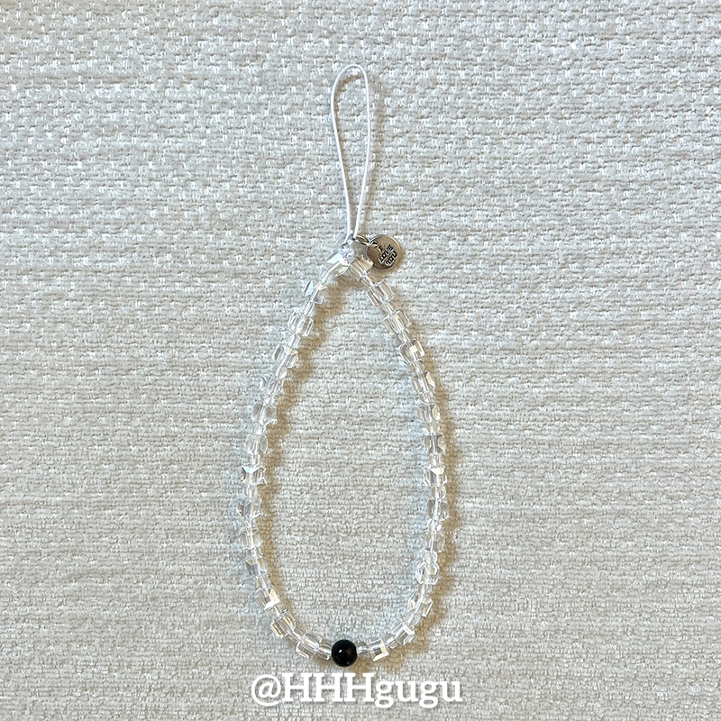 HHHgugu手机链条简约ins白色珠链短挂绳挂链手机链钥匙扣饰品