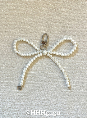 HHHgugu手机链条简约白色蝴蝶结ccd短挂绳挂链手机链钥匙扣饰品