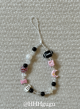 HHHgugu手机链条学生ins黑橄榄球奶酪ccd短挂绳包包手机链钥匙扣