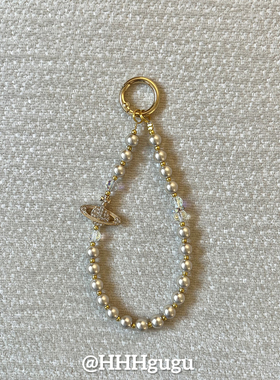 HHHgugu手机链条学生简约黄色行星ccd短挂绳包包手机链钥匙扣饰品