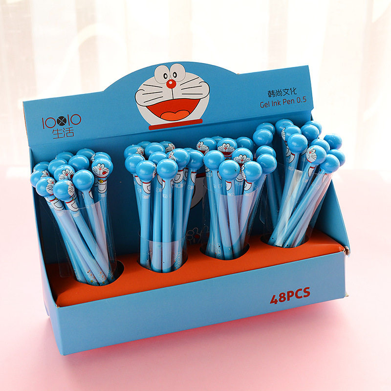 韩国文具卡通创意叮当机器猫中性笔学生可爱办公针管水性签字笔黑