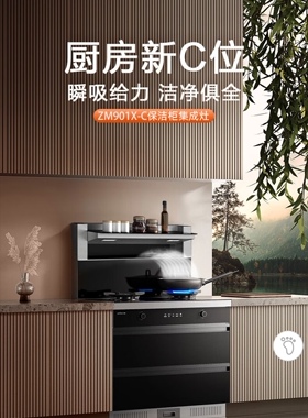 亿田ZM901X-C 保洁烘干柜 18超强吸力 集成灶一体灶家用防护