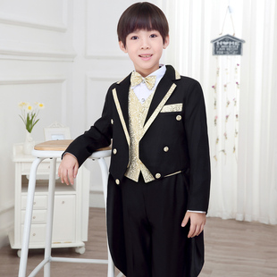 儿童礼服男童燕尾服宝宝小主持人花童婚礼钢琴演出服男孩西装套装