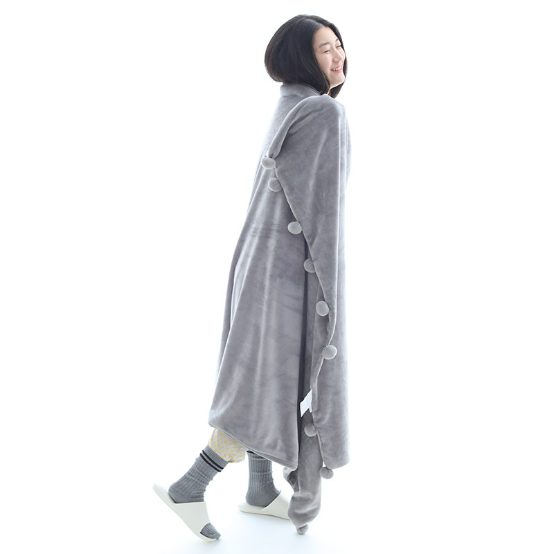 古堡花园人气亲肤水貂绒多用双层休闲毯盖毯带毛球披肩毛毯 3SIZE