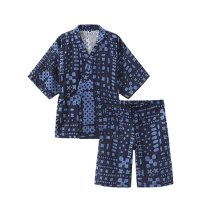 古堡花园推荐双层纱日式和服式短打浴衣汗蒸服家居服套装四色可选