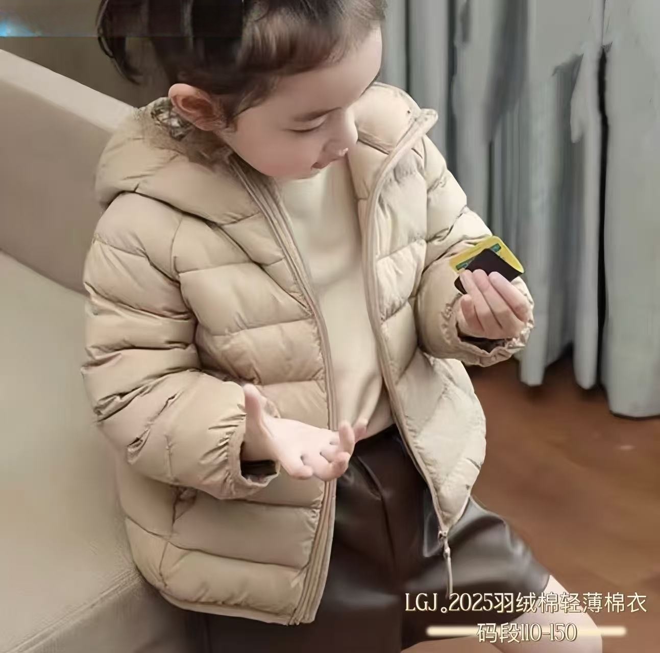儿童轻薄款连帽羽绒棉服男女童短棉袄/棉服