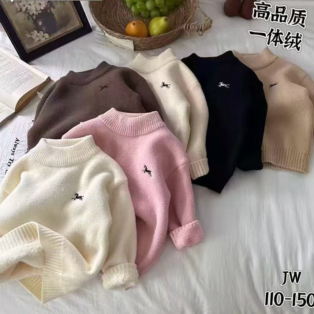 2025新款儿童毛衣一体绒刺绣男女童半高领打底针织衫加绒马年毛衣,童装/婴儿装/亲子装,毛衣/针织衫,淘宝优惠券,粉丝福利购,淘宝优惠卷