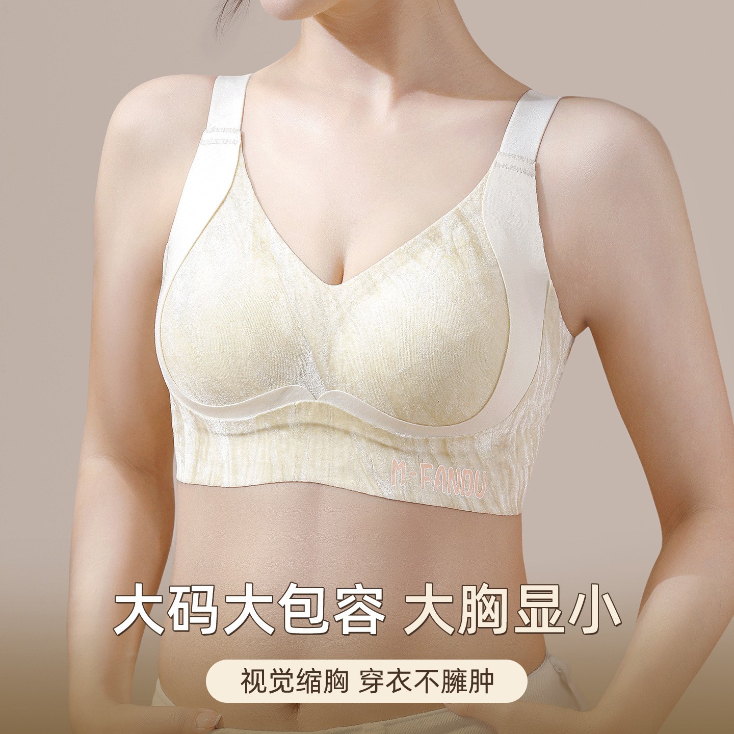 秋冬大码全罩杯内衣女大胸显小无痕无钢圈聚拢收副乳防下垂文a87