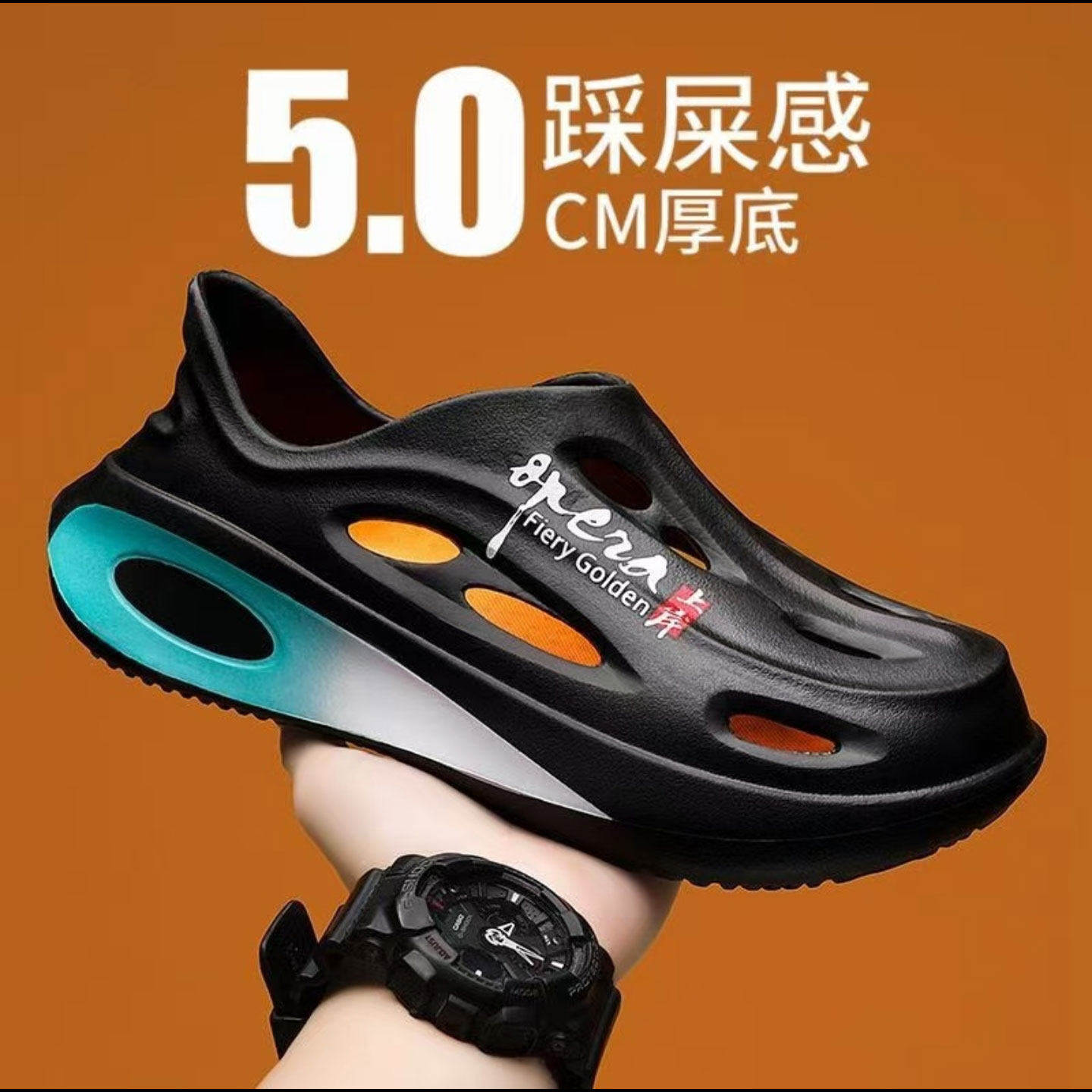 帕拉拖鞋男款2026新款洞洞鞋夏季开车防滑沙滩鞋踩屎感厚底凉鞋a2