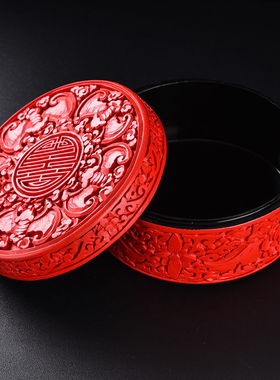 新品扬州漆器工艺剔红雕漆首饰捧盒喜庆吉祥结婚新娘礼物收纳用i.