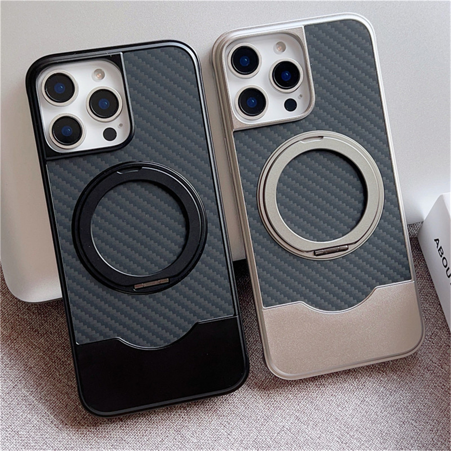 适用于iPhone苹果17金属16胡桃木15铝合金14碳纤维13手机壳Pro推拉MAX磁吸充电支架无边框皮质实木皮革压纹