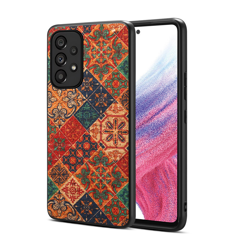适用于三星A31软木面料A51贴皮A22彩绘A32手机壳A52保护套A13复古A23四季A33花语A53民族风A52S软胶5G全包4G