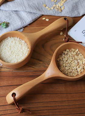 ins日式实木瓢实木加厚短柄米瓢水瓢木勺大汤勺子酒瓢厨房木桶勺