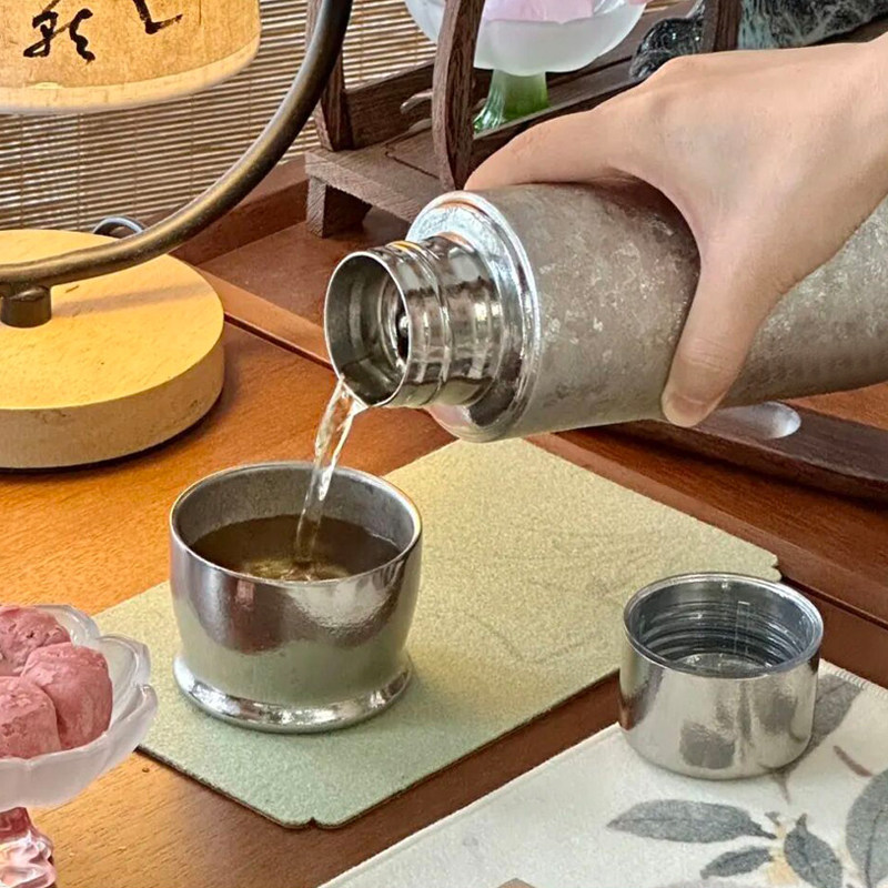 纯钛保温杯高纯钛大容量焖茶杯商务养生抑菌锁鲜家用