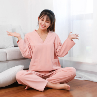 大码 长款 日韩式 全棉男情侣装 浴服桑拿家居睡衣 100%纯棉汗蒸服女款