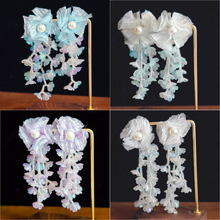 独特漂亮耳环 花朵度假耳环 方圆脸耳饰夸张新中式耳环海边耳饰