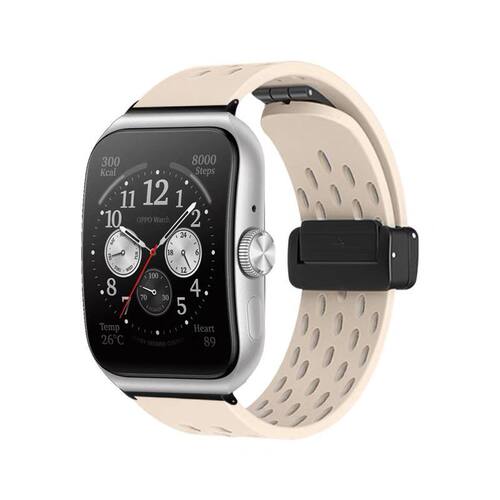 oppowatch4Pro手表带磁吸扣智能watchse/2/1代透气硅胶腕带夏配件