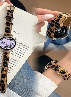 细款个性豹纹翻毛真皮表带适用华为GT5/GT4/GT3prowatch3/FIT4/2