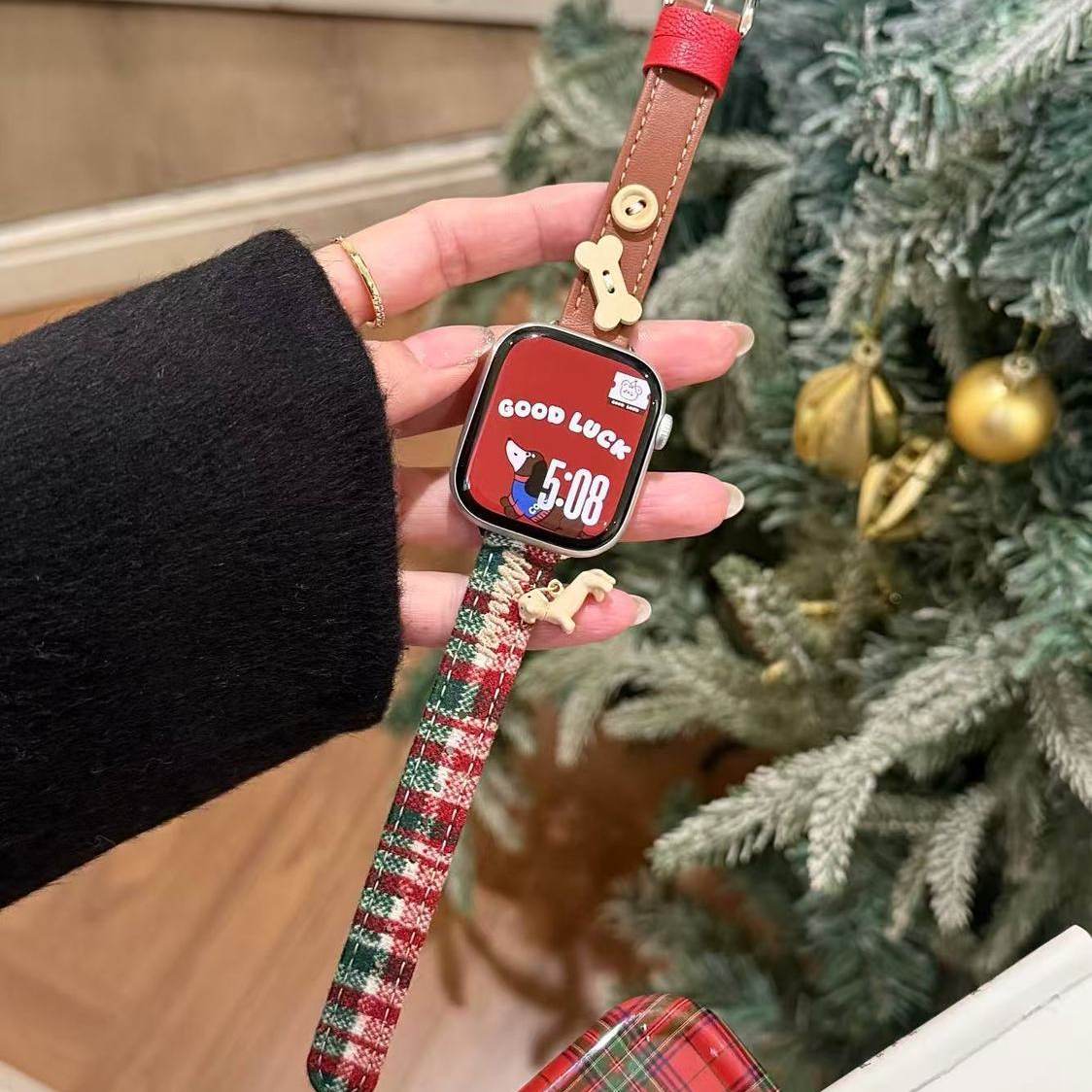 适用华为手环10/9/8毛呢皮表带x5圣诞荣耀Fit亲选2i腕带fit4/3/2