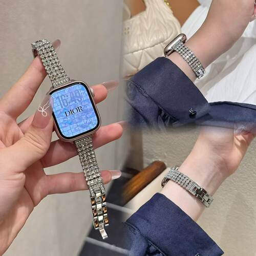 轻奢金属闪钻适用苹果iwatchs10表带新款oppox2mini小米89pro夏款