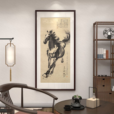 徐悲鸿马画像挂画八骏图装饰画马到成功办公室奔马玄关客厅装饰画