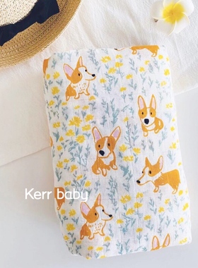 kerr baby 竹棉婴儿muslin柯基纱布包巾宝宝浴巾新生儿软糯襁褓巾