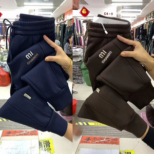 2023冬季新款加绒加厚抽身卫裤女百搭显瘦高腰哈伦裤中老年妈妈裤