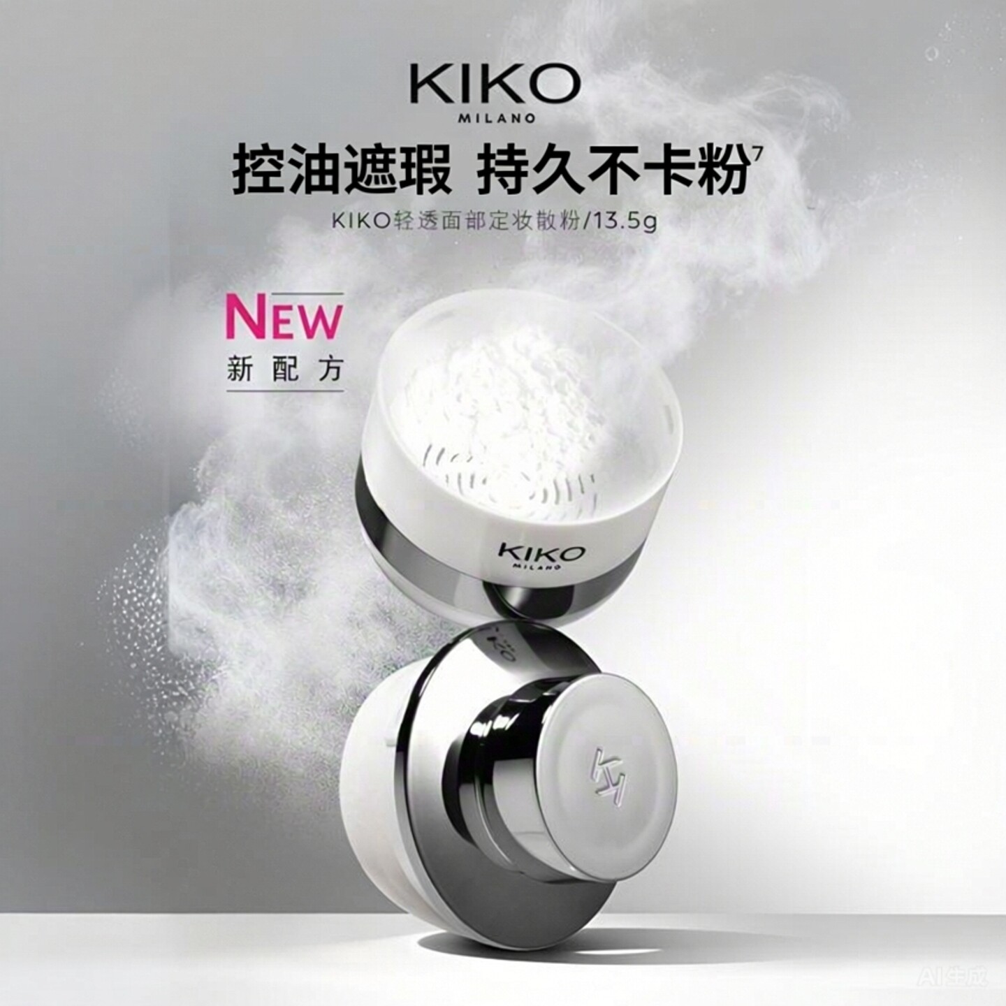 意大利KIKO蘑菇头定妆散粉控油遮瑕持久不卡粉细腻蜜粉饼自然轻薄