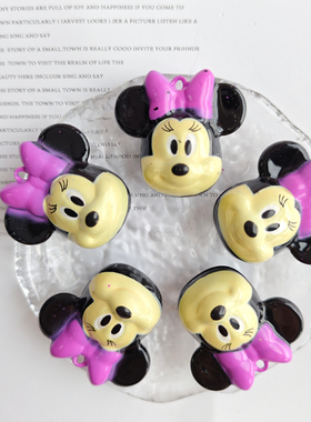 紫色蝴蝶结米奇铃铛34*33mm手工diy饰品挂饰配件卡通铃铛吊坠