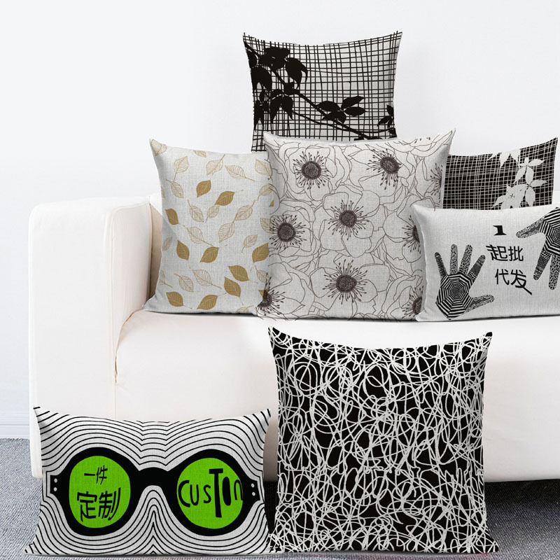 几何图案抱枕套线条亚麻现代简约床头靠垫家居亚马逊热销pillow|msdalam kategori rumah Fabrik, bantal/bantal - dari Buy2taobao.com untuk memberikan perkhidmatan ejen Taobao profesional membeli