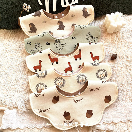 韩版同款ins花瓣围嘴儿童口水巾婴儿纯棉防水围兜宝宝双面口水兜