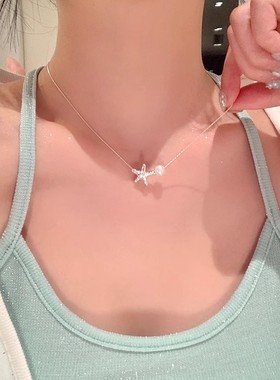 夏日海滩银色海星项链女轻奢小众简约气质珍珠锁骨里网红颈链