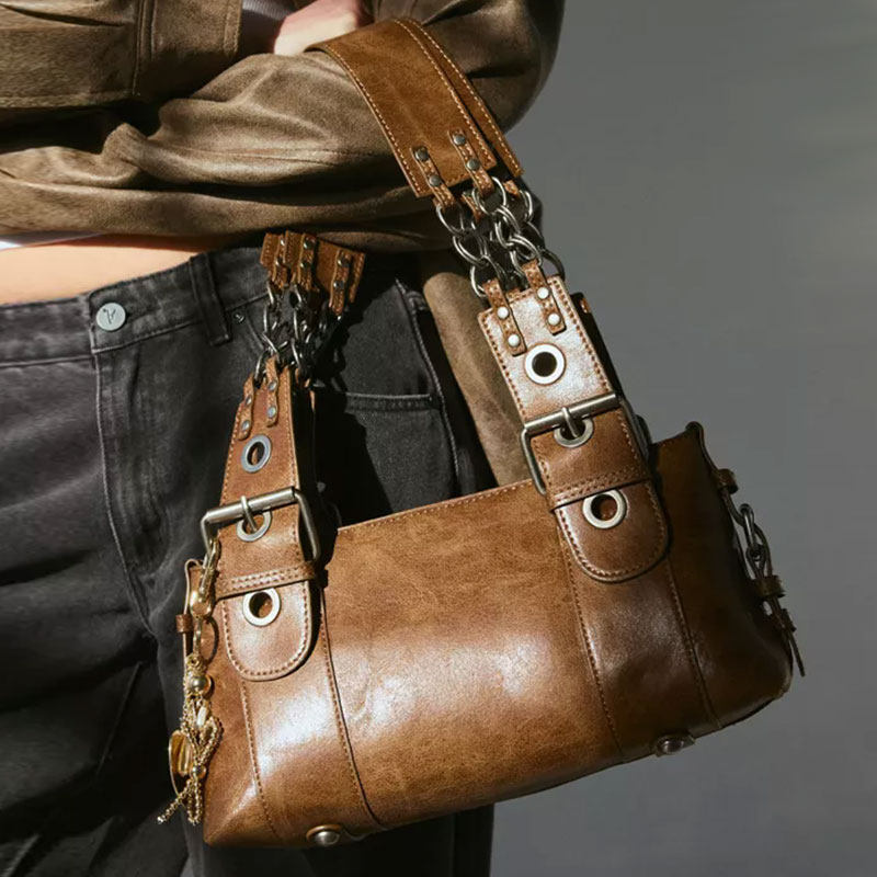 美式复古做旧机车包美拉德托特包