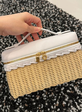 L19饭盒包迷你手提小包凯利包单肩斜挎藤编编织盒子化妆包竹编包