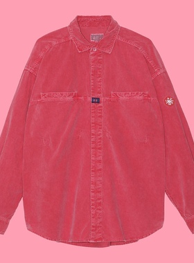 自主自产 x C.E CAVEMPT 22AW灯芯绒衬衫日潮纯色粉红白水洗复古