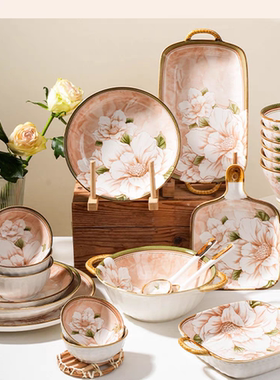 陶煲王高颜值陶瓷餐具勺子碗轻奢乔迁碗碟套装组合送礼餐具吃饭碗