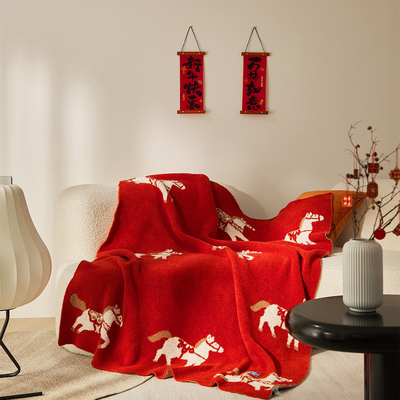 梦晚寻软糯半边绒马年空调毯