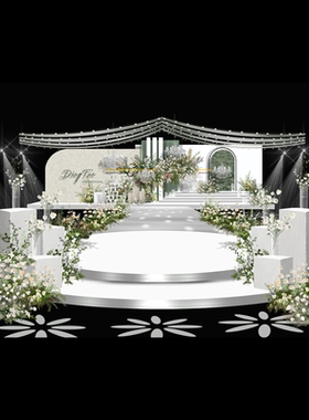 青绿白色花艺婚礼舞台迎宾PSD分层素材a192