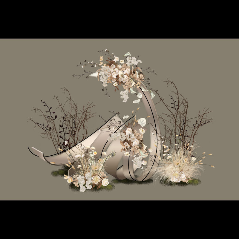 侘寂风复古秋系婚礼花艺素材PSD分层929