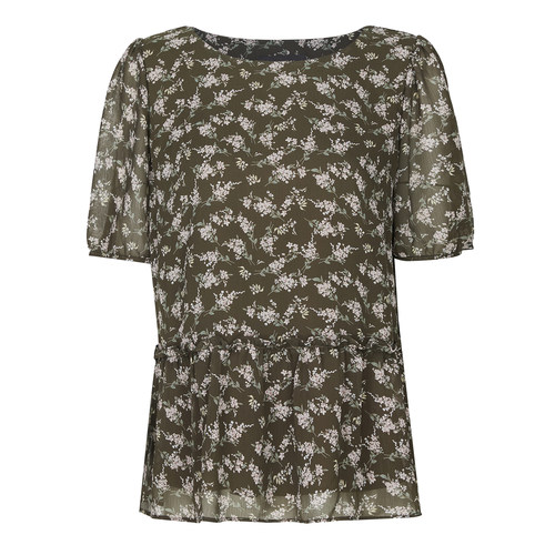 新思路夏装五分袖雪纺印花小衫