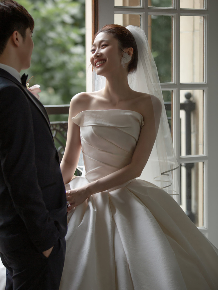 Wedding dress, advanced bag, tube top, french style, suitable for teen