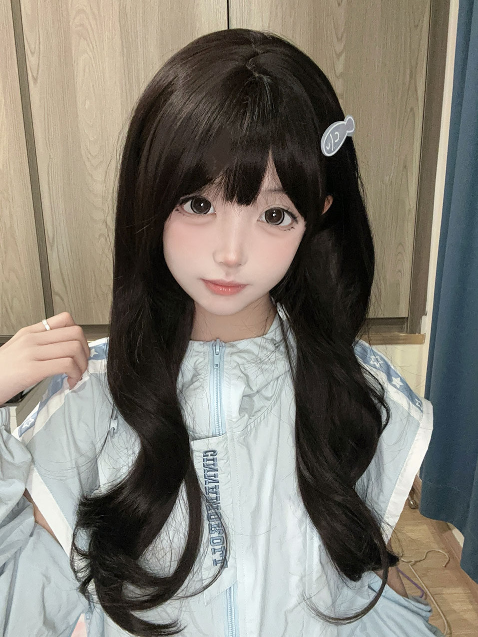 泡泡豆清蒸少萝皇同款jk假发甜美女长卷发黑棕色大波浪微卷全头套