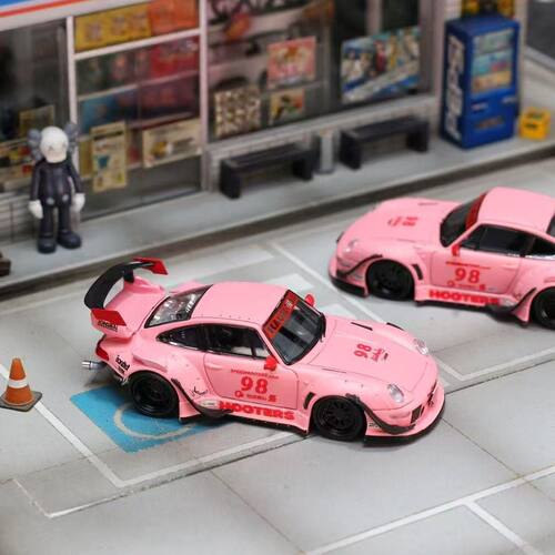 Street Weapon哑粉色164跑车模型RWB跑车模型993适用于保时捷SW