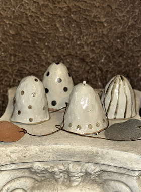 日式手作白灰陶铃侘寂风铃挂饰 栖朔物仓